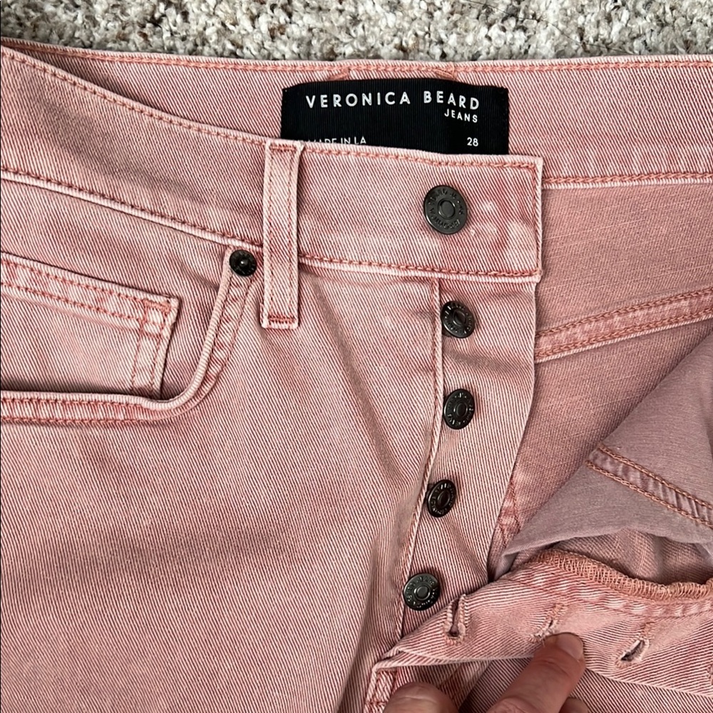 Veronica Beard Pink Straight Leg Jeans high rise. - Picture 2 of 6